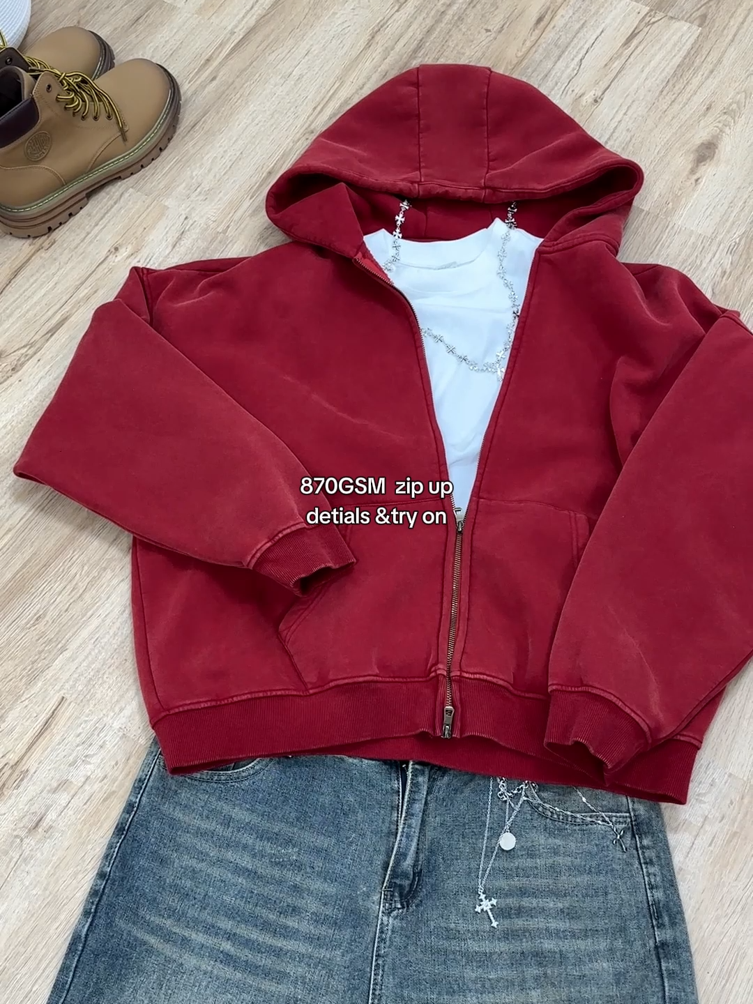 this red on repeat🔥 #streetwear #hoodieszn #oversizedhoodie #giftforhim #zipuphoodie