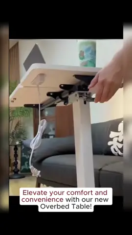 Overbed Table,Hospital Bed Table,Pneumatic Bed Tables Adjustable Over The Bed with Hidden Wheels&USB,Mobile Laptop Cart&Rolling Bedside Table with Tray Hospital Home Use-Walnut 