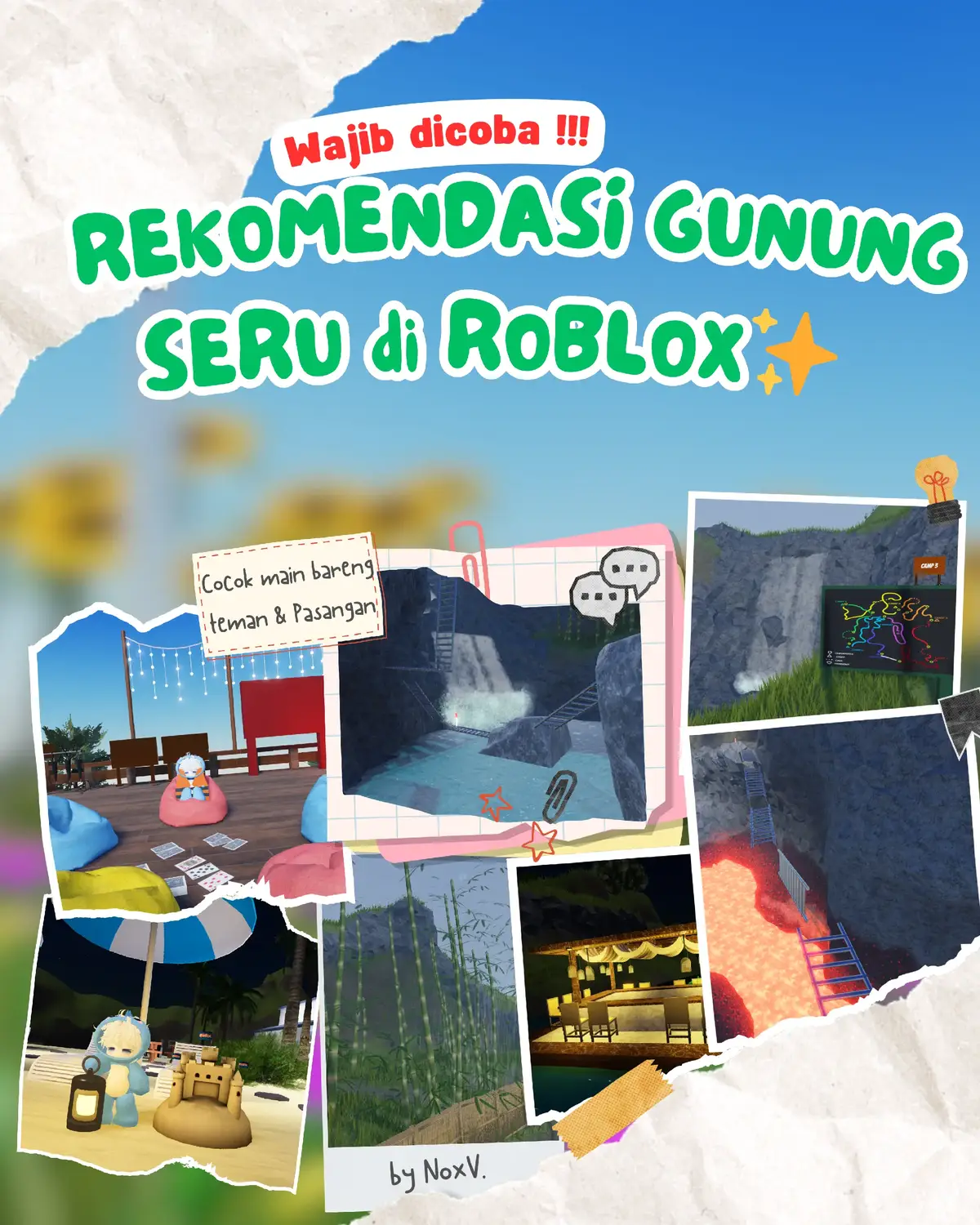 Wajib banget nih dicoba☺️, seru banget deh pokoknya, gunungnya bagus✨, bisa gendong🫶 dan tantangannya seru²😁, tangganya ramah buat pemula dan gak ada poci samsek:). Gas deh pokoknya langsung cobain🙌. Btw Lanjut part 2 gak nih?😋 #robloxfyp #rekomendasi #gunung #muncak #foryou 