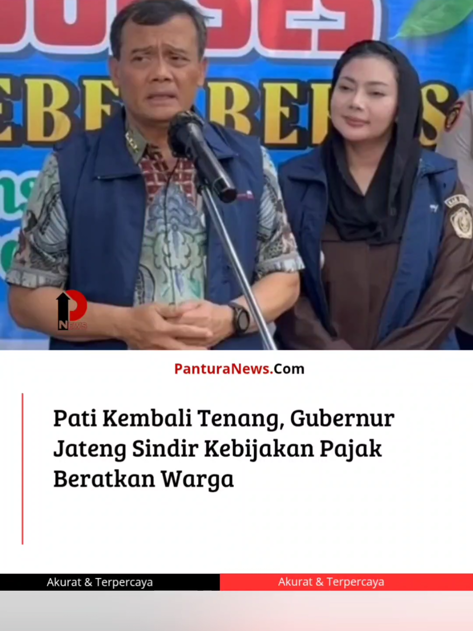 PanturaNews (Brebes)  – Suasana Kabupaten Pati, Jawa Tengah, kembali kondusif usai aksi unjuk rasa besar-besaran yang digelar Aliansi Masyarakat Pati Bersatu, pada Rabu (13/8/2025). Gubernur Jawa Tengah, Ahmad Luthfi, memastikan aktivitas pemerintahan dan pelayanan publik sudah berjalan normal. “Secara umum, kondisi wilayah Pati saat ini kondusif. Kami Pemerintah Provinsi bertugas melakukan koordinasi dan pengawasan. Sekda Provinsi dan Biro Otonomi Daerah sudah kami perintahkan untuk turun langsung,” kata Luthfi saat menghadiri wisuda graduasi Keluarga Penerima Manfaat (KPM) Program Keluarga Harapan (PKH) di Islamic Center Brebes, Kamis (14/8/2025). Luthfi menjelaskan, pihaknya telah menurunkan Asisten II Biro Ekonomi dan Biro Kesbangpol untuk mengecek situasi di Pati. Hasil pemantauan menunjukkan aktivitas masyarakat telah kembali normal. Dinas Kesehatan juga melaporkan enam warga korban aksi kini dalam kondisi membaik. Di tengah pemulihan kondisi ini, Luthfi menyinggung soal kebijakan pajak yang menjadi pemicu aksi. Ia meminta seluruh kepala daerah di Jawa Tengah untuk cermat sebelum menetapkan tarif pajak. “Bupati dan wali kota wajib memegang prinsip tidak membebani masyarakat,” tegasnya.