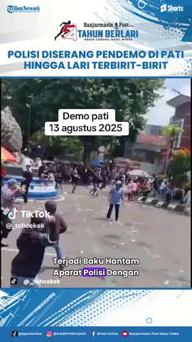 Polisi Diserang Pendemo Pati, Lari Terbirit-birit & Dikejar Massa hingga Jatuh Tersungkur Dijegal #demopati
