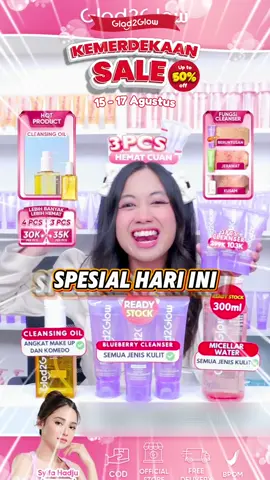 ❤️G2G KEMERDEKAAN SALE Spesial HARI INI🎉🇲🇨 Blueberry Cleanser yang membersihkan dan menjaga skin barrier udah PROMO CUAN bundling nya💜 Yuk checkout di TikTok Live sekarang! #G2G  #promokemerdekaan   #cleanserviral #barrier #blueberrycleanser      