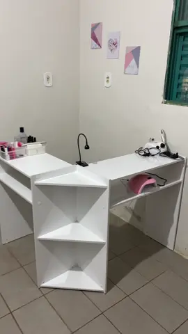 minha mesa de nail designer em L que comprei no mercado livre! #naildesign #compras #foryou #viral #unhas 