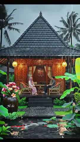 menikmati malam saat hujan bersama mu, sungguh suasana yang sangat syahdu..😊 #suasanapedesaan #vibeshujan #vidioai #vidioromantis #animasi 