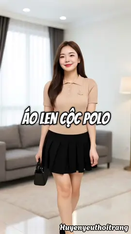 Áo len cộc polo ai mặc cũng xinh #thoitrangnu #aoxinh #aolencoctay #aolennucoctay 