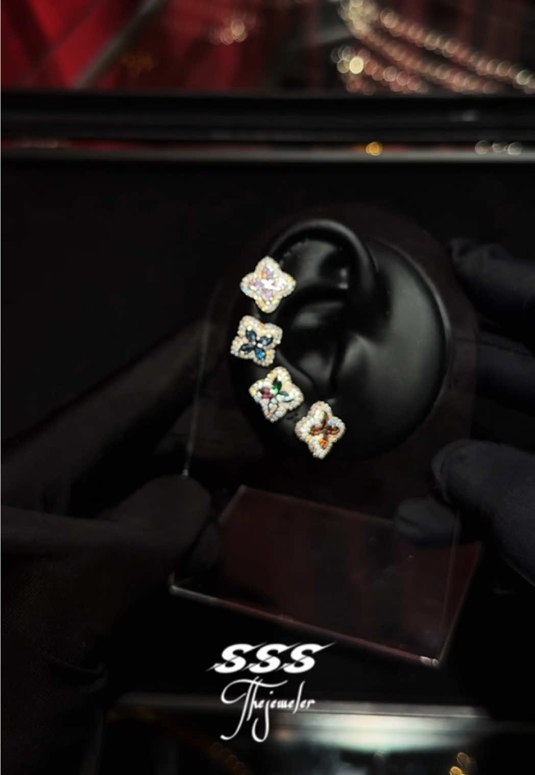 Four leaf clover sapphire earrings  #cloverearrings  #diamondearrings  #sapphireearrings #fourleafearrings 