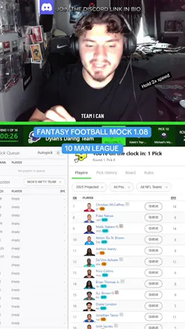 Drafting a fantasy football mock from the 1.08🚨 #fantasyfootball #espnfantasy #mockdraft 