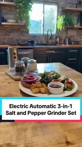 Electric Pepper and Salt Shaker Set with 🧂  #electricsaltandpeppergrinder #kitchengadgets #kitchengadget #homecooking  #creatorsearchinsights 