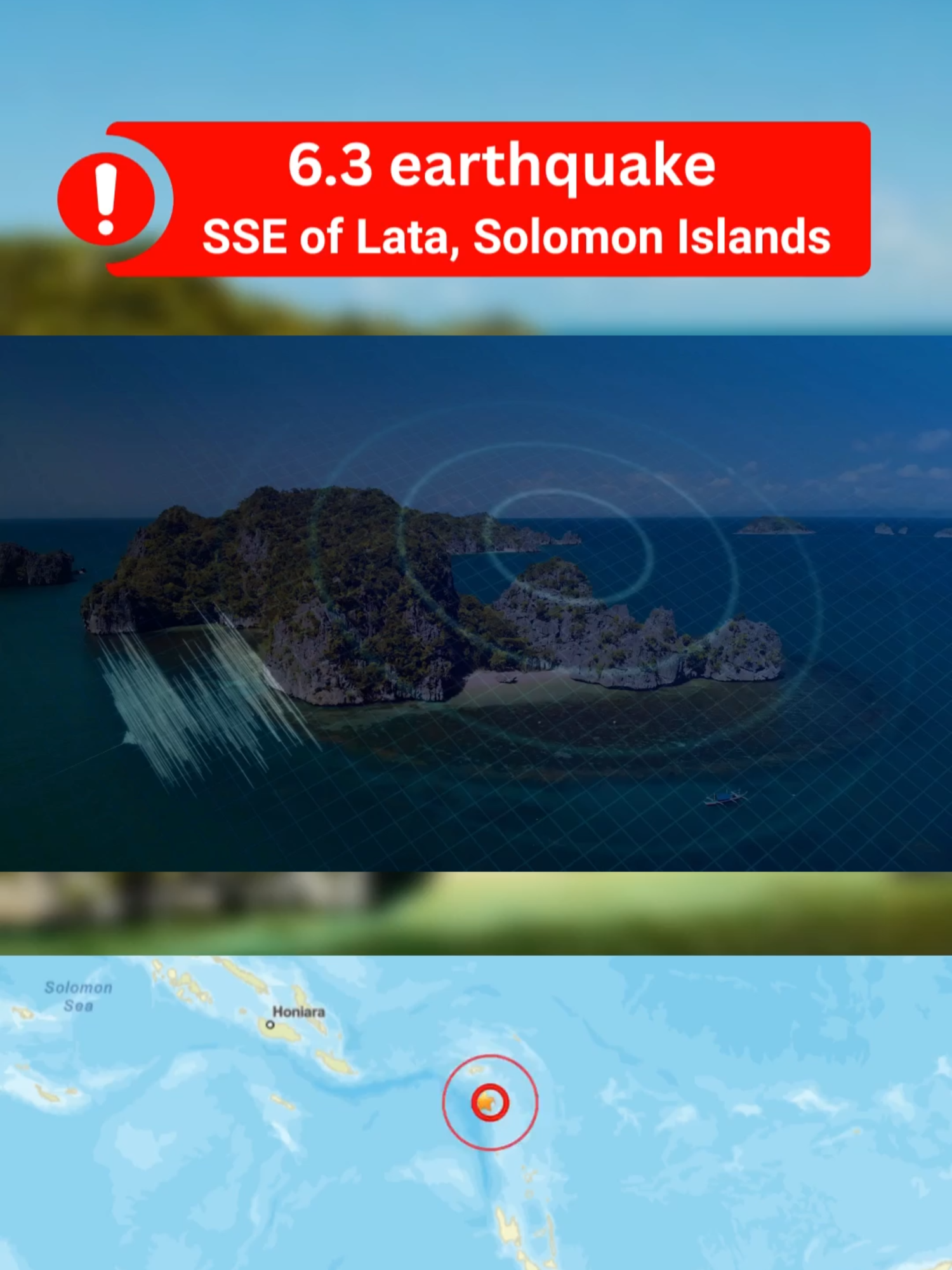 ⚠️ STRONG EARTHQUAKE HITS SOLOMON ISLANDS ⚠️ At 3:22 AM local time on Friday 15 August 2025, a magnitude 6.3 quake struck the Coral Sea, 62 km southwest of Utupua Island. The shallow depth amplified shaking across Temotu Province, with reports from over 100 km away. This part of the Ring of Fire has been extremely active in recent weeks. We will update if anything else happens. #Earthquake #SolomonIslands #RingOfFire #BreakingNews #AboveTheNormNews