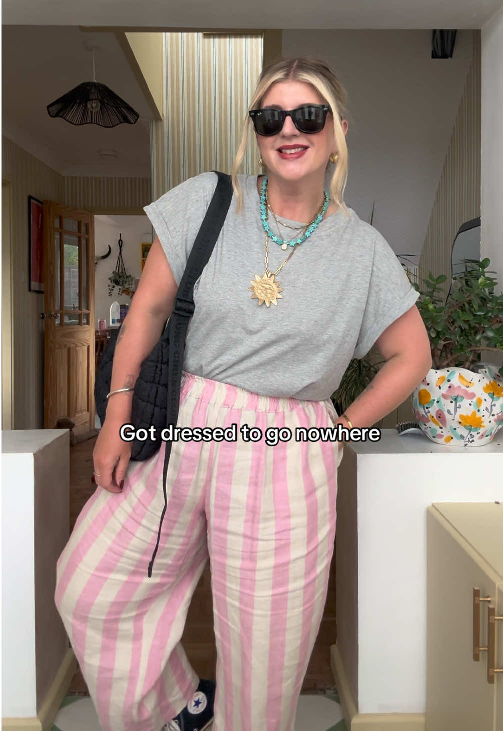 Comfy casual outfits on repeat #comfyoutfit #casualoutfits #stripepants 