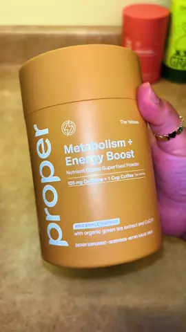 @Proper Health ’s Metabolism + Energy Boost 🍍🥭⚡Pineapple Mango Energy + Metabolism Boost!  Start your mornings right with this superfood powder that tastes amazing and works even better! 💛 Boosts energy & metabolism 💛 Supports gut health & reduces cravings 💛 With caffeine, green tea, CoQ10, L-carnitine & B vitamins ✨ Mix, sip, and feel the difference — all in one delicious drink! #MetabolismBoost #EnergySupport #GutHealth #MorningRoutine #TikTokMadeMeBuyIt