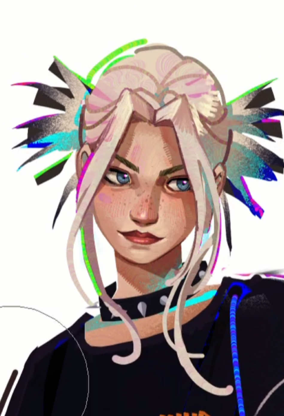 before and after coloring! Playing around with textures, color and shapes 🎨 #art #artistsoftiktok #graphic #artstyle #y2k #grunge #digitalart #illustration #drawing #textures 