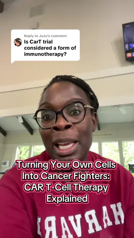 Replying to @JuJu  CAR-T therapy takes your own immune cells, retrains them, and sends them back in to fight cancer. Think of it like concert security. Your T cells get upgraded with a VIP do-not-admit list so they can finally spot the gatecrashers and kick them out. It has become one of the most powerful advances for certain blood cancers (e.g., acute lymphoblastic leukemia, lymphomas, and multiple myeloma) when other treatments have not worked. #cancer #cancertok #immunotherapy #cancerawareness #cancersurvivor 