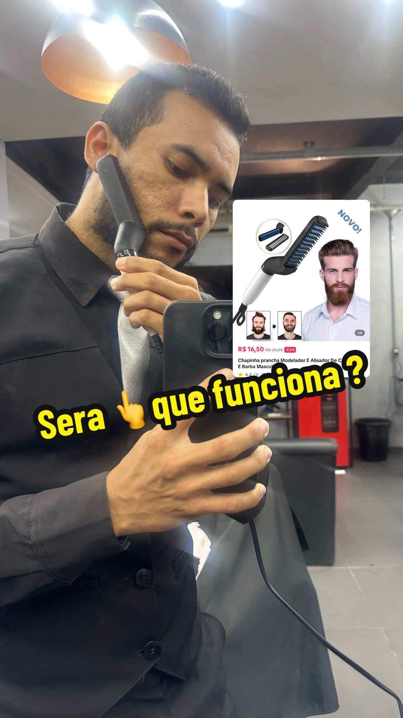 Chapinha prancha pra barba🤑🤌🔥 Se você gosta de se cuidar aproveita essa oportunidade 🤑  Essa chapinha transforma seu estilo em segundos e dá pra usar no cabelo ou barba😍 Aproveita antes que o preço dela suba🤦🏻‍♂️❌deixei o link promocional no carrinho 🛒 laranja🟧✅ Autoestima  Autocuidado  Prancha pra barba  Barba  Cuidados para homens  #prancha #pranchaprabarba #autocuidado #tiktokshop #barba 