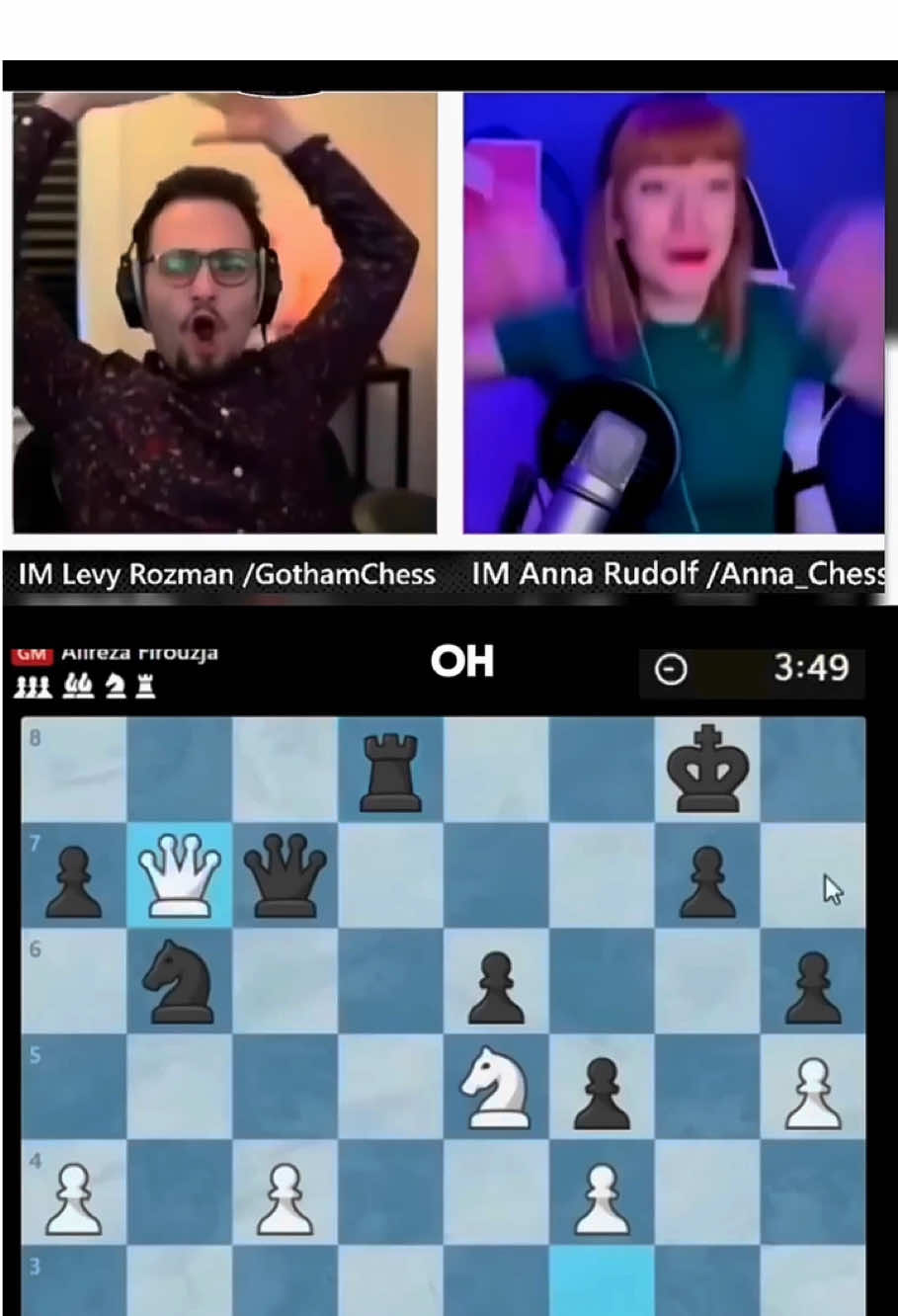 Hikaru finds insane move against Firouzja! 😫 #chess #chesstactics #chessopening #chessmaster #hikarunakamura 