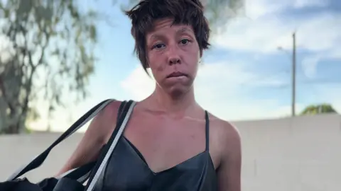 Ariel 22, homeless & using blues. She’s not happy today. Watch the full interview at Lost in Phoenix on YouTube 