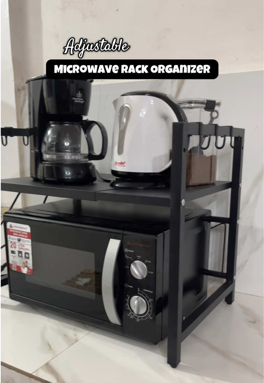 ADJUSTABLE RACK ORGANIZER #organizerkitchenrack #adjustablerackorganizer #organizerforkitchen #microwavestandorganizer #aesthetickitchen 