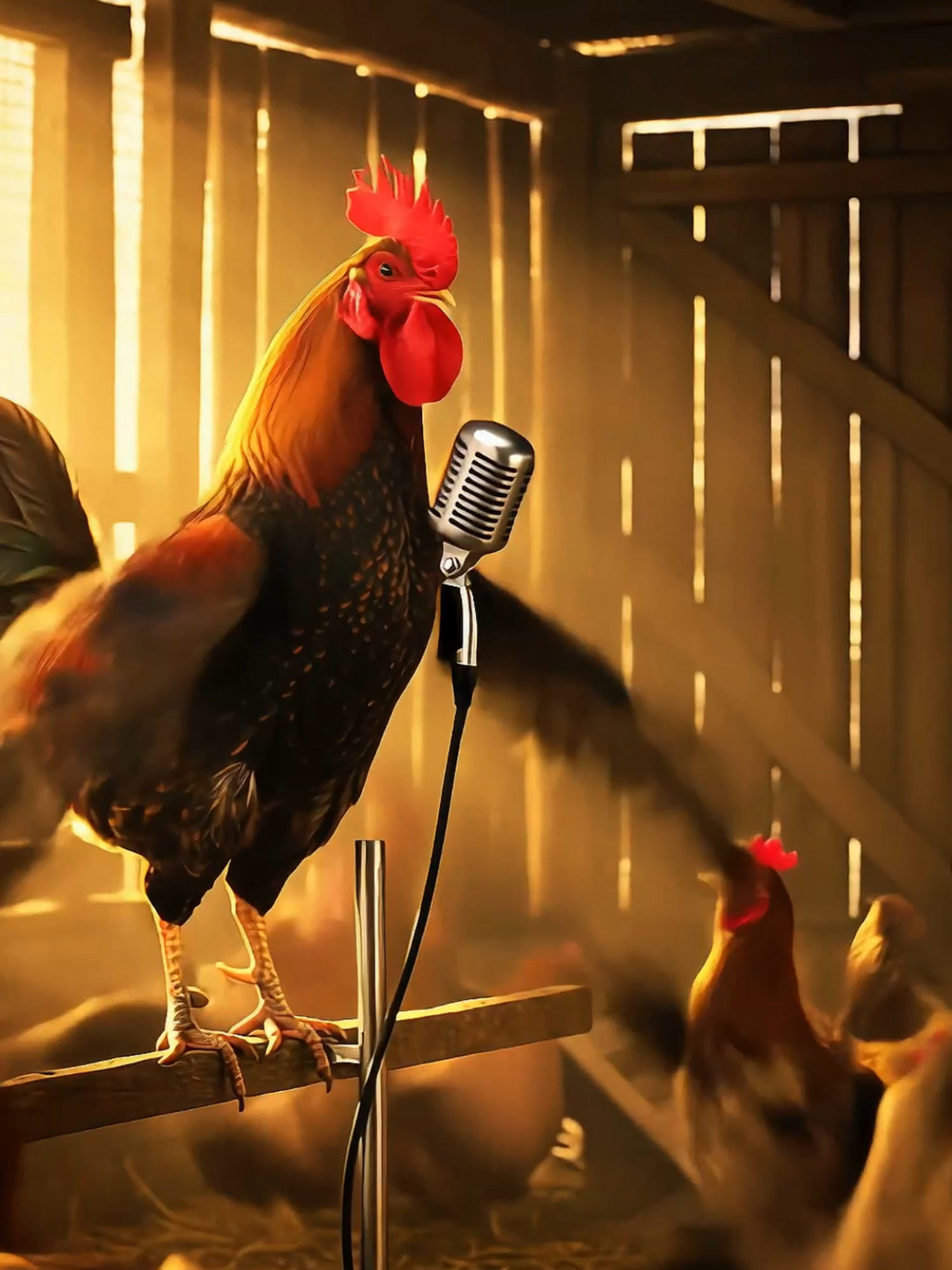 🐓🌅 O sol nem nasceu direito e o galo já tá lá, cantando alto no galinheiro, espalhando energia e avisando: o dia começou! 🔊☀️ Quem mais ama esse despertador natural cheio de atitude? 💛  #BomDia #Galo #Galinheiro #Amanhecer #Natureza #VidaNoCampo #Despertador #viral #fyp