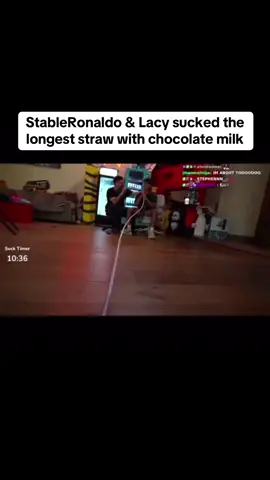 Stableronaldo and lacy sucked the longest straw with chocolate milk #stableronaldo #lacy #straw #worldrecords #fazeclan 
