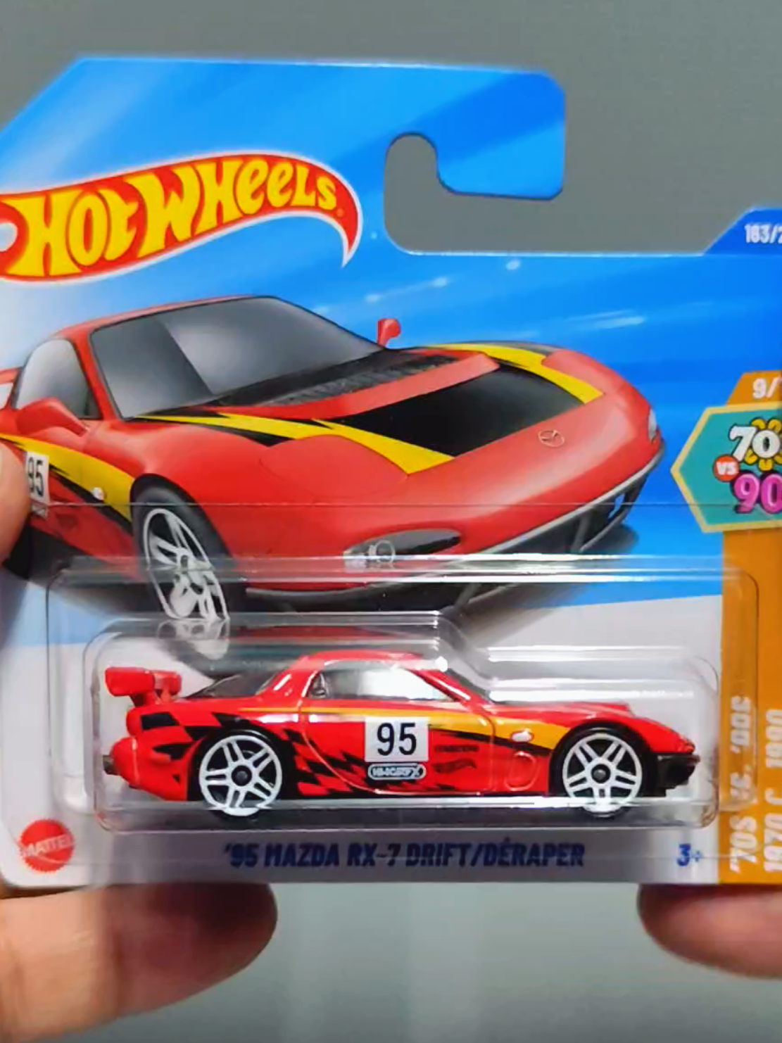 Let's unboxing this Hotwheels '95 Mazda RX-7 Drift.  This casting was designed by Phil Riehlman and made its debut in 2021 Hotwheels id:Drift Domination.  The Mazda RX-7 is a rotary-engined sports car produced from 1978 to 2002. It is the best selling rotary-engined car, with 811,634 produced over three generations. This casting is based on the FD, the third and last generation of the RX-7 before its discontinuation. RX-7s have since become popular drift vehicles. This casting is based on the '95 Mazda RX-7 casting originally introduced in 2017. The front end features a trimmed OEM bumper and bash bar while the rear end has a raised single-exit exhaust and fuel cell. The hood and wing have been replaced with items loosely resembling Panspeed and RE Amemiya items respectively. The base of the casting reads 95 Mazda RX-7 Drift. #hotwheels #hotwheels2025 #hotwheelscollector #hotwheelsmalaysia #mazda 