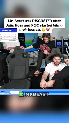 Mr. Beast was DISGUSTED after Adin Ross and XQC started biting their toenails 🙃❤️‍🩹#adinross #mrbeast 