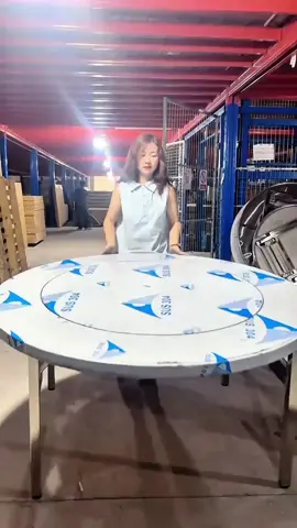 Bàn tròn inox xoay 1m4 chân xếp gấp gọn#giadung_giadinh01 #cuahangdodungnhabep1 #xuhuongtiktok 