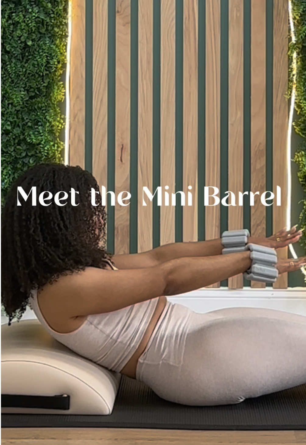 Pilates barrel is just 🤌🏽 added 1lb @BALA US weights to ground my shoulders even more. grip socks are @STIX Socks per usual🤍 #pilates #matpilates #classicalpilates #pilatesworkout #pilatesinstructor 