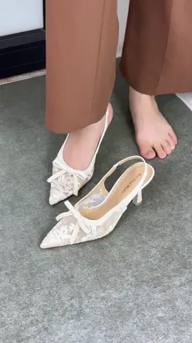 Giày cao gót ren nơ tiểu thư xinh xắn cho các nàng 🥰 #review #thoitrangnu #giaydepnu #giaycaogot 