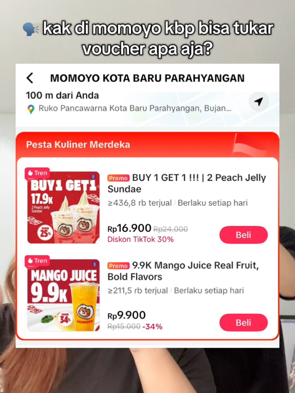 hanya menerima 2 menu yang ada di tag lokasi ya gaiss😍🥰 #momoyo #promotiktok  #momoyo #80tahunindonesia #arensundae   