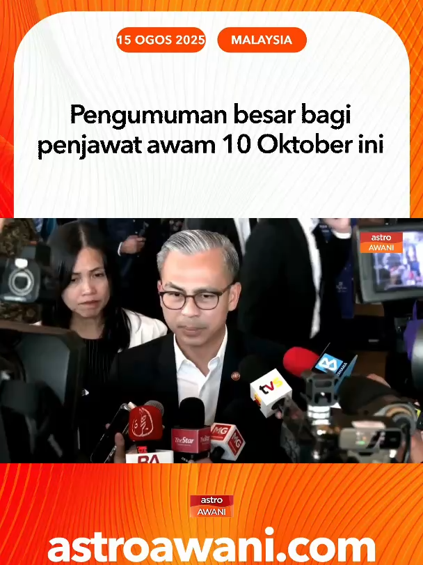 Pengumuman besar bagi penjawat awam akan diumumkan di pembentangan Belanjawan 2026 pada 10 Oktober ini. Pengumuman yang bakal dibuat oleh Perdana Menteri dianggap satu kelegaan buat penjawat awam dalam ucapannya di Majlis Amanat Perdana Perkhidmatan Awam (MAPA) di Pusat Konvensyen Antarabangsa Putrajaya (PICC) hari ini. #AWANInews