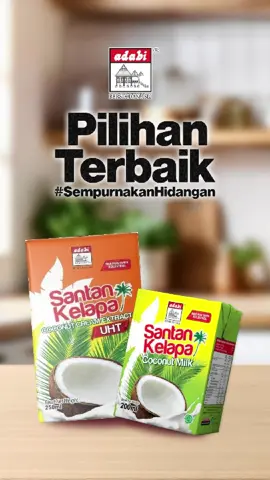 🥥 Rahsia hidangan rasa padu? Rahsianya… Santan Kelapa Adabi! Dihasilkan dengan ekstrak kelapa asli, diyakini halal & bersih, melengkapkan kesedapan setiap hidangan. Dari gulai, kari, kuih hingga dessert – semua jadi sempurna dengan satu sentuhan 🥰 #FYP #SantanKelapaAdabi #AdabiMalaysia #MasakDenganAdabi 