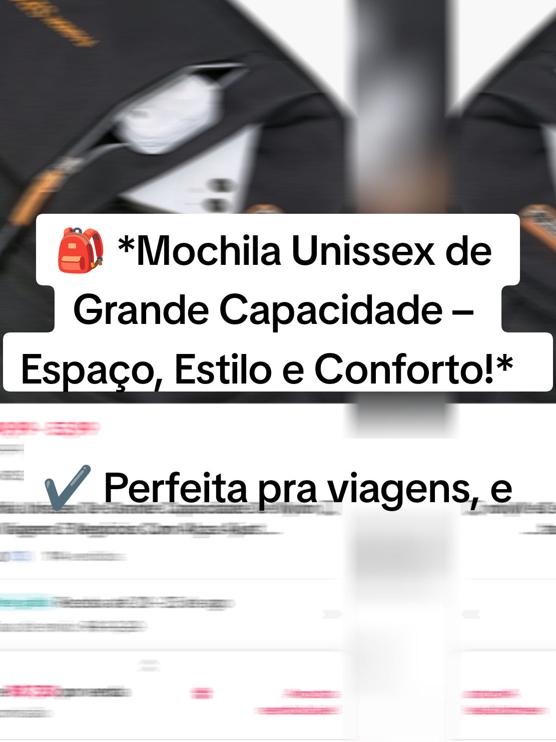 🎒 *Mochila Unissex de Grande Capacidade – Espaço, Estilo e Conforto!*   ✔️ Perfeita pra viagens, escola, academia ou trabalho   ✔️ Compartimentos espaçosos e bem divididos   ✔️ Design moderno e resistente à água   ✔️ Conforto garantido com alças acolchoadas   💼 *Carregue tudo o que precisa com praticidade e estilo!*   🛒 Link do produto está na *descrição do vídeo*   #MochilaUnissex #OrganizaçãoComEstilo #TikTokShop #bagessencial 