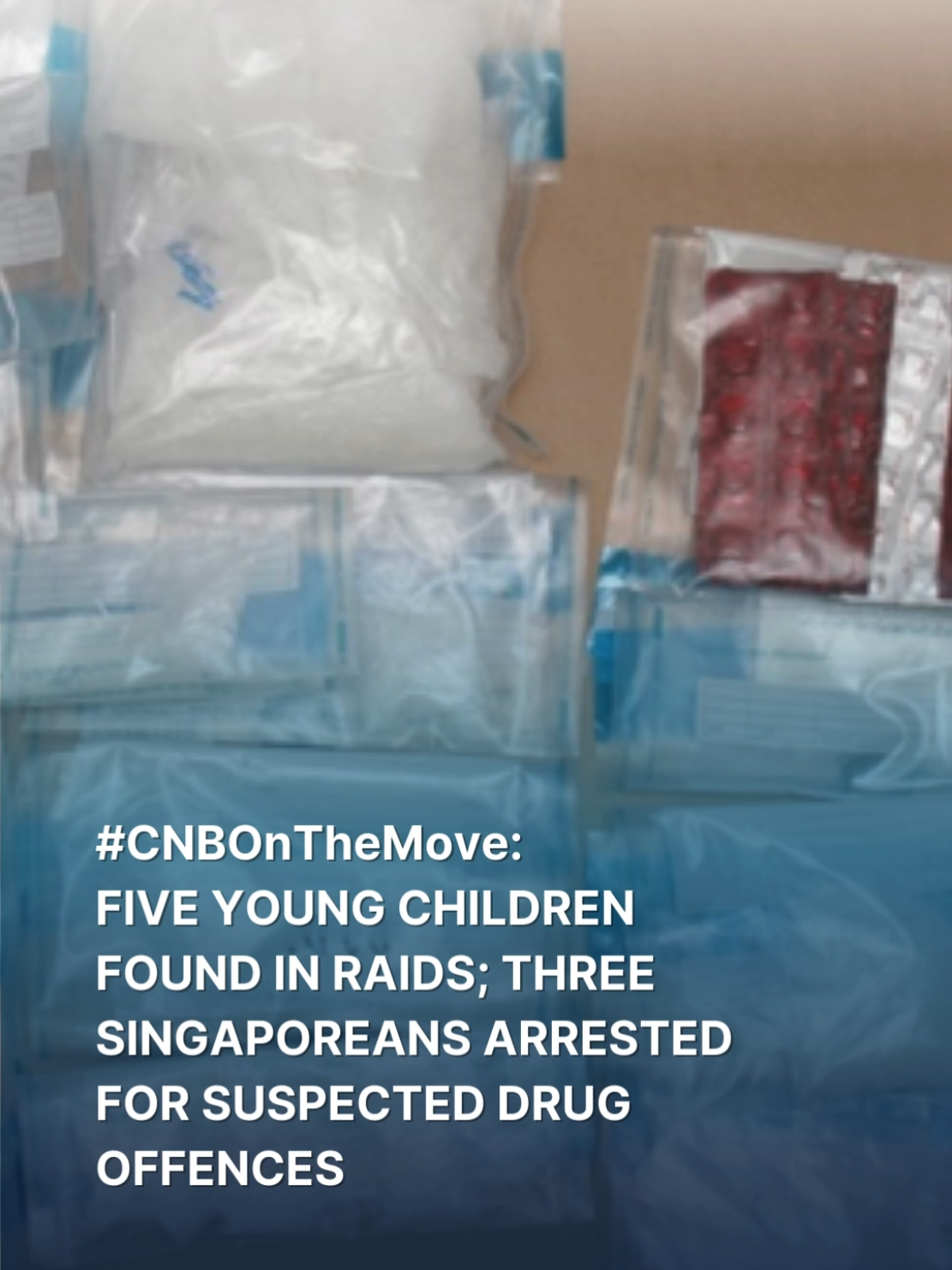 #𝐂𝐍𝐁𝐎𝐧𝐓𝐡𝐞𝐌𝐨𝐯𝐞: 𝐅𝐈𝐕𝐄 𝐘𝐎𝐔𝐍𝐆 𝐂𝐇𝐈𝐋𝐃𝐑𝐄𝐍 𝐅𝐎𝐔𝐍𝐃 𝐈𝐍 𝐑𝐀𝐈𝐃𝐒; 𝐓𝐇𝐑𝐄𝐄 𝐒𝐈𝐍𝐆𝐀𝐏𝐎𝐑𝐄𝐀𝐍𝐒 𝐀𝐑𝐑𝐄𝐒𝐓𝐄𝐃 𝐅𝐎𝐑 𝐒𝐔𝐒𝐏𝐄𝐂𝐓𝐄𝐃 𝐃𝐑𝐔𝐆 𝐎𝐅𝐅𝐄𝐍𝐂𝐄𝐒 Under Section 5 of the Misuse of Drugs Act 1973, it is an offence for a person, on his or her own behalf, or on behalf of any other person, whether or not that other person is in Singapore, to traffic in a controlled drug, offer to traffic in a controlled drug; or to do or offer to do any act preparatory to or for the purpose of trafficking in a controlled drug. If a person is found guilty of trafficking more than 250g of methamphetamine, he or she may face the mandatory death penalty. Full story @cnb.drugfreesg #linkinbio