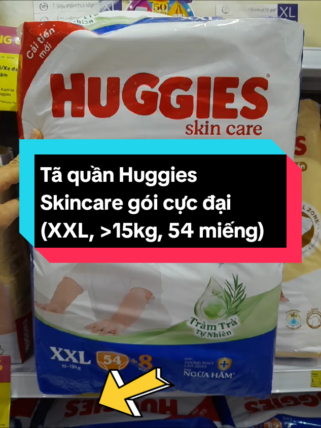 Tã quần Huggies Skincare gói cực đại (XXL, >15kg, 54 miếng) #xuhuong #taquanchobe #concung #huggies #XXL 