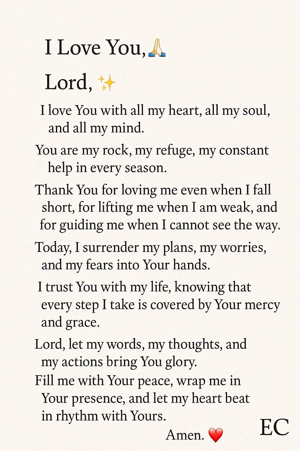 Lord, I love You my heart, my soul, my everything belongs to You. 🙏❤️ #Faith #Prayer #ILoveYouLord#Friday#fyp 