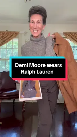 Demi Moore wears Ralph Lauren, and we can get the look for Fall! #demimoore #ralphlauren #falloutfit #getthelook #sustainablefashion 