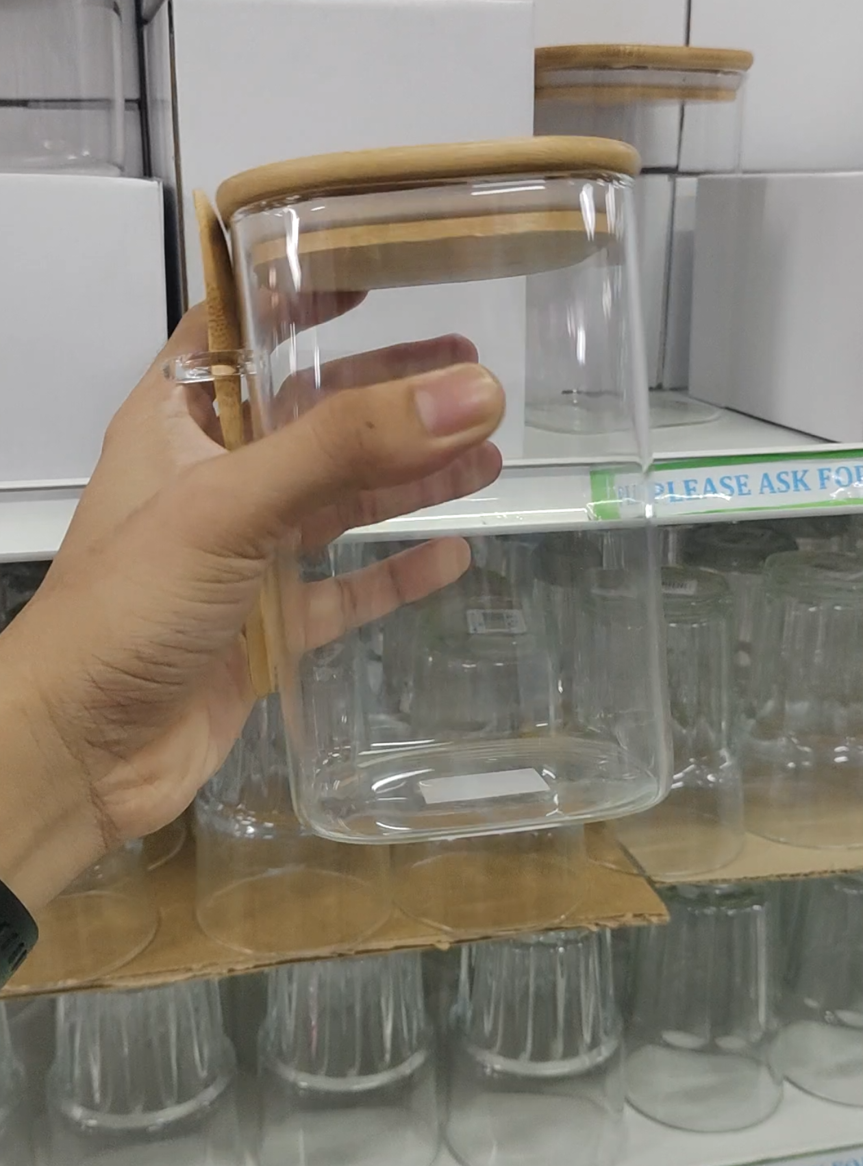 Bamboo Lid Glass Transparent Food Candy Coffee Bean Kitchen Cans Container Bottle Jar Free Spoon. #glasscontainer #foodstorage #organization #bamboolid #jar 