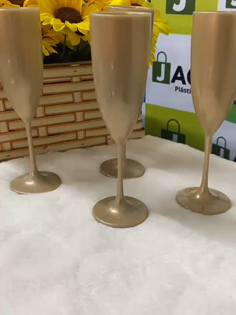 Kit 50 Taças De Champanhe Acrílica Dourada   #fypp #foryo #viral_videos #dourado #transparente #vermelho #decoração #casa #promoção