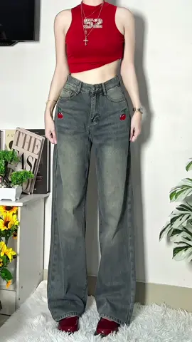 ยีนส์สีหม่น ทรงสวย #กางเกงยีนส์ #กางเกงยีนส์ทรงกระบอก #กางเกงยีนส์เอวสูง 