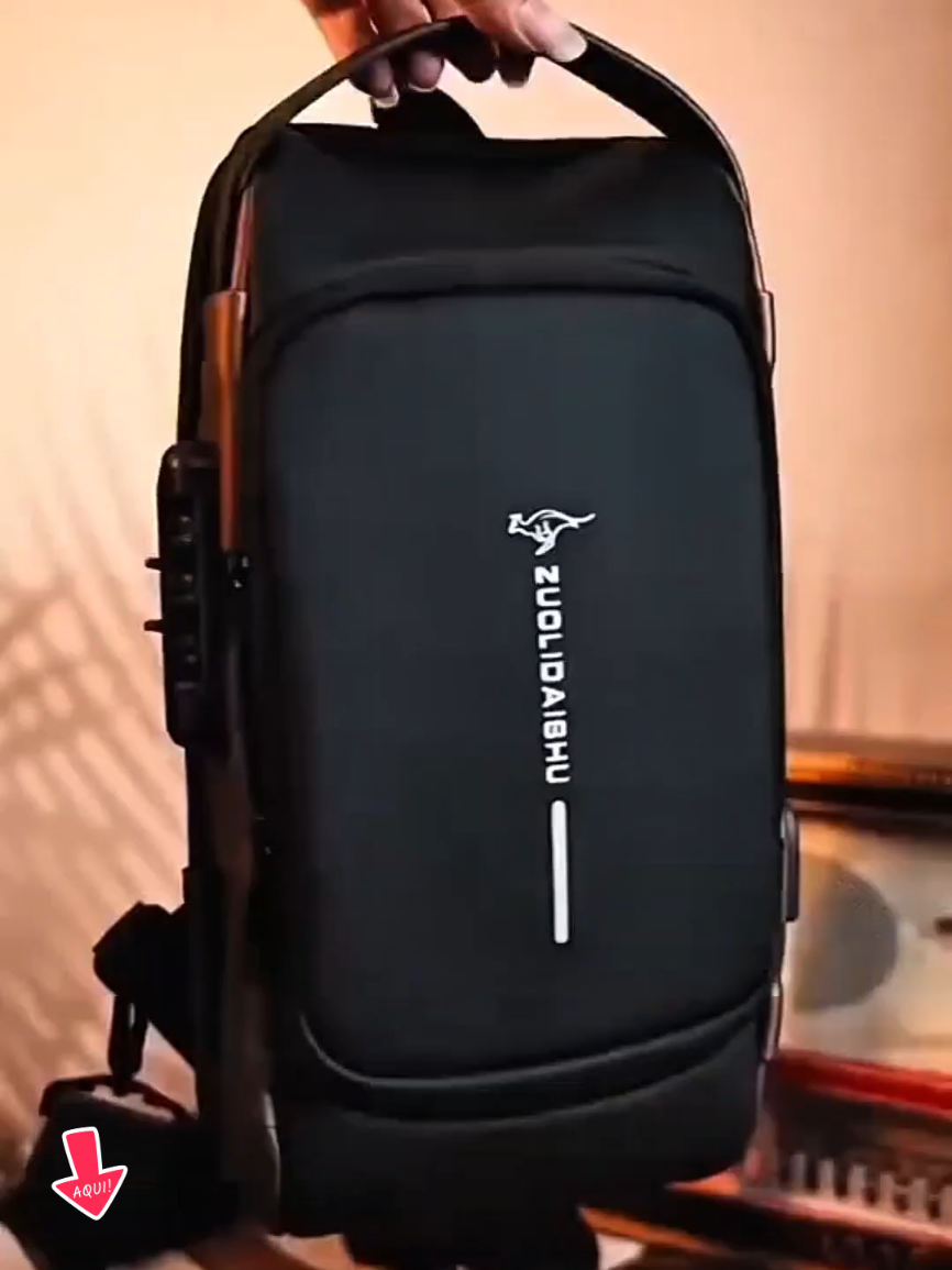 Bolsa masculina peitoral impermeável com entrada USB #fyp 
