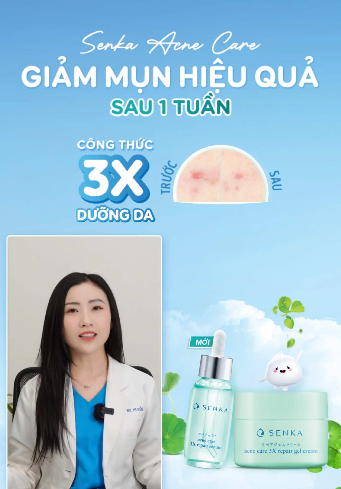 Cùng Bác sĩ Huyền chăm sóc và giảm mụn hiệu quả với bộ đôi Senka Acne Care 3X Dưỡng Da🍃🫧#senkavietnam #SenkaAcneCare3XRepair #GiamMunHieuQuaSau1Tuan 