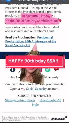 Happy 90th birthday to the social security administration! Significant improvements have been made thanks to President Trump’s ✨vision✨. Here’s to another 90 years!! #happtbirthday #socialsecurity #90 #fyp 
