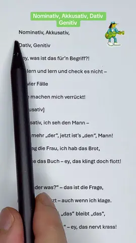 Die deutsche Grammatik einfach geklärt. Dieses Lied erklärt dir, was  Akkusativ und Dativ sind?#akkusativ #dativ #genitiv 