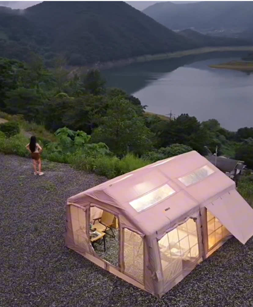 Pretty girl Camping in the wild in the summer suddenly encountered a big thunderstorm. Relaxing in the poetic natural scenery #girlcamping #camping #Outdoors #asmr #foryou 