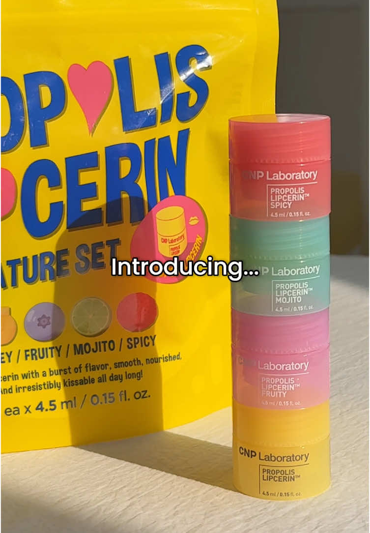 Lip anti-aging just got cuter!😘 Grab all 4 flavors of your favorite Korean lip treatment that cares for your lips like the rest of your face💛 Shop now on our TikTok Shop!🛍 #miniatures #propolis #lipcerin #honeylipcerin #lipcare #lipmask #lipbutter #kbeauty #koreanskincare #cnp #cnplaboratory #fyp 