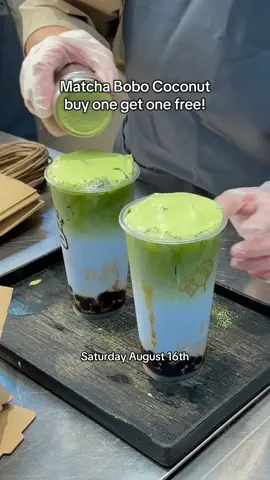 Send this to your matcha buddy, BOGO TOMORROW (Saturday, August 16th) at HeyTea! Everything in the blue matcha series, including this new Matcha Bobo Coconut will be buy one get one free 🤑. #heytea #matcha #bluematcha #lisa #blackpink 
