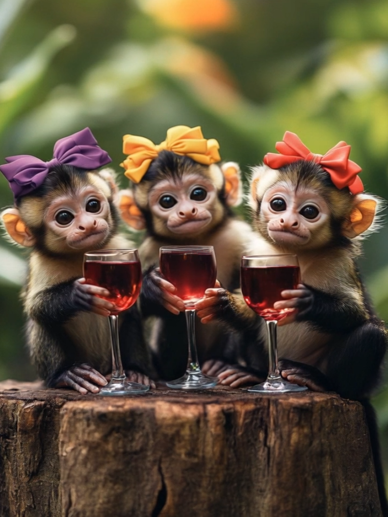 🐒🍷🐒 #monkey #cute #animal #funny 