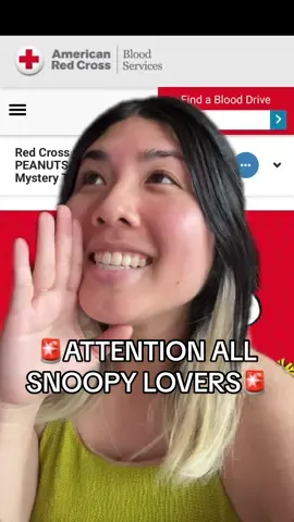 @American Red Cross and @Snoopy are pairing up again for to celebrate the 75th anniversary of PEANUTS! 🤗💖 Schedule your blood, platelet, or plasma donation appointment between Aug 29 and September 21 to receive a mystery bag with one of four t-shirt designs! 🎊 You’ll also get a chance to get a golden ticket 🎟️ in your bag to receive all 4 shirt designs 👀🙏 PLS #greenscreen #snoopy #americanredcross #donateblood #blindbag 