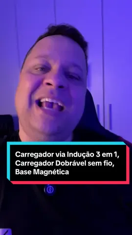 Carregador via Indução 3 em 1, Carregador Dobrável sem fio, Base Magnética 