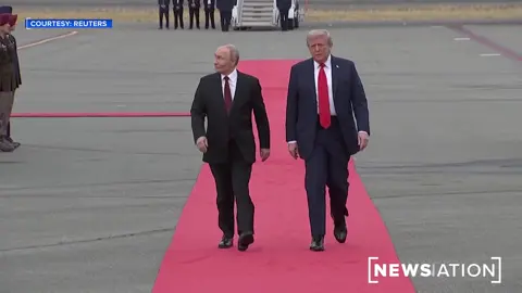 B-2 stealth bombers flew over as President Donald Trump greeted Russian President Vladimir Putin at a military base in Alaska before their peace talks took place.